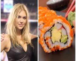 Kate Upton eating non vegetarian food